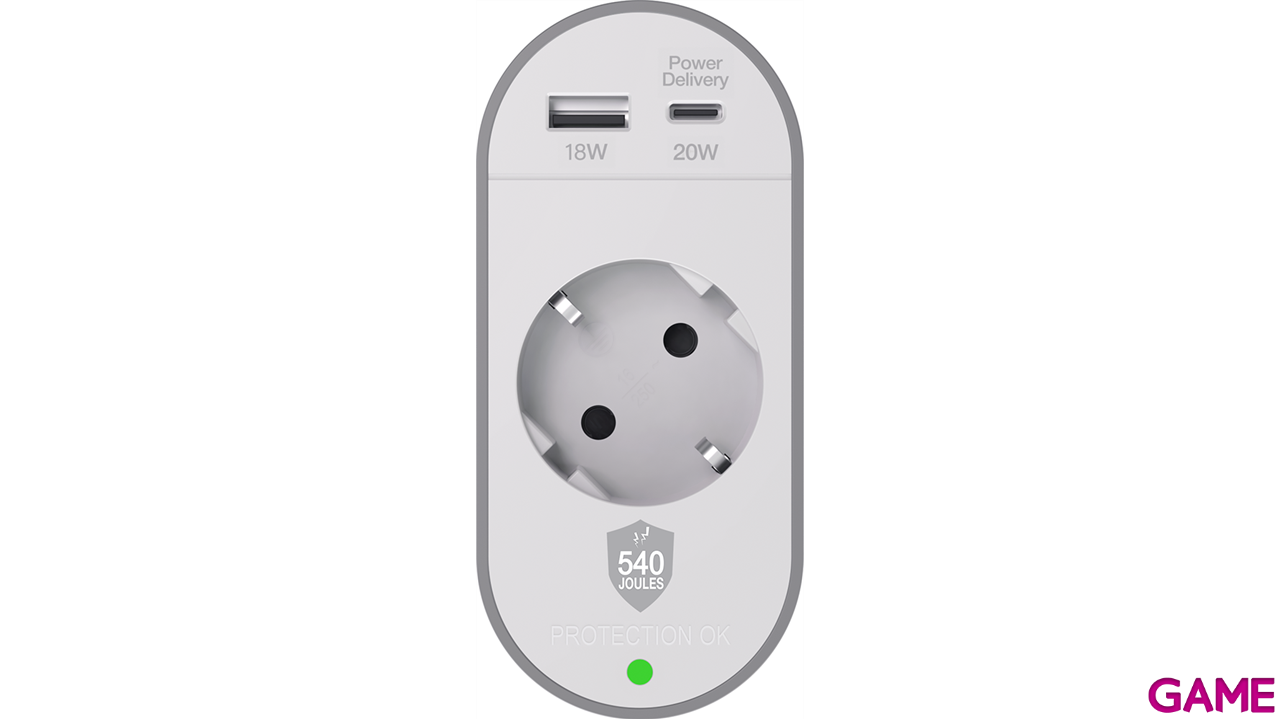 Force Power Lite Surge protector 1 socket USB A+C - Regleta-0